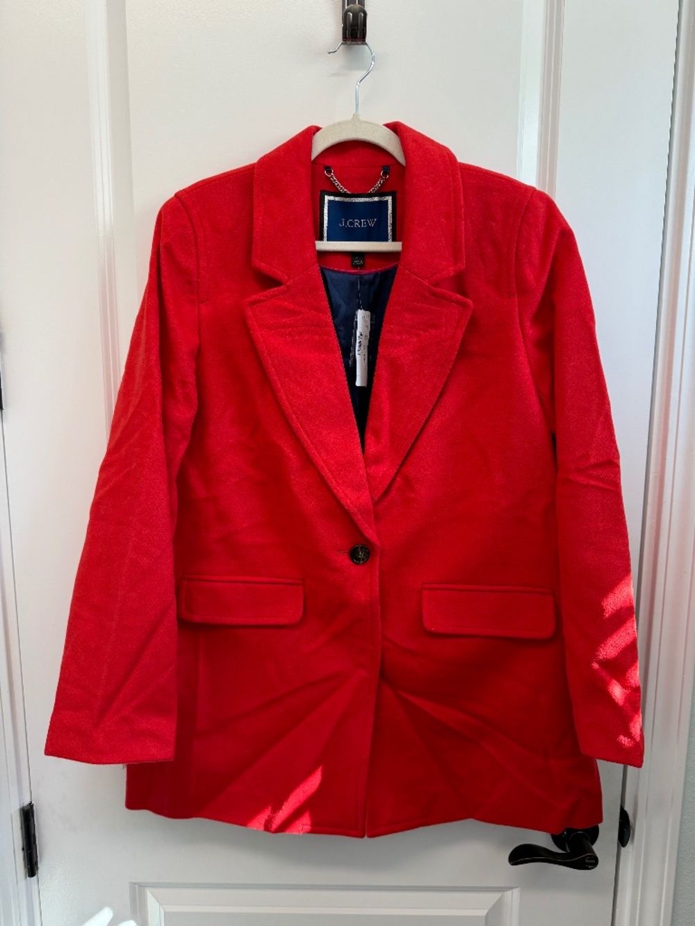 NWT J.Crew Bold Red Blazer-Coat Italian Wool-Cashmere Blend Size Large